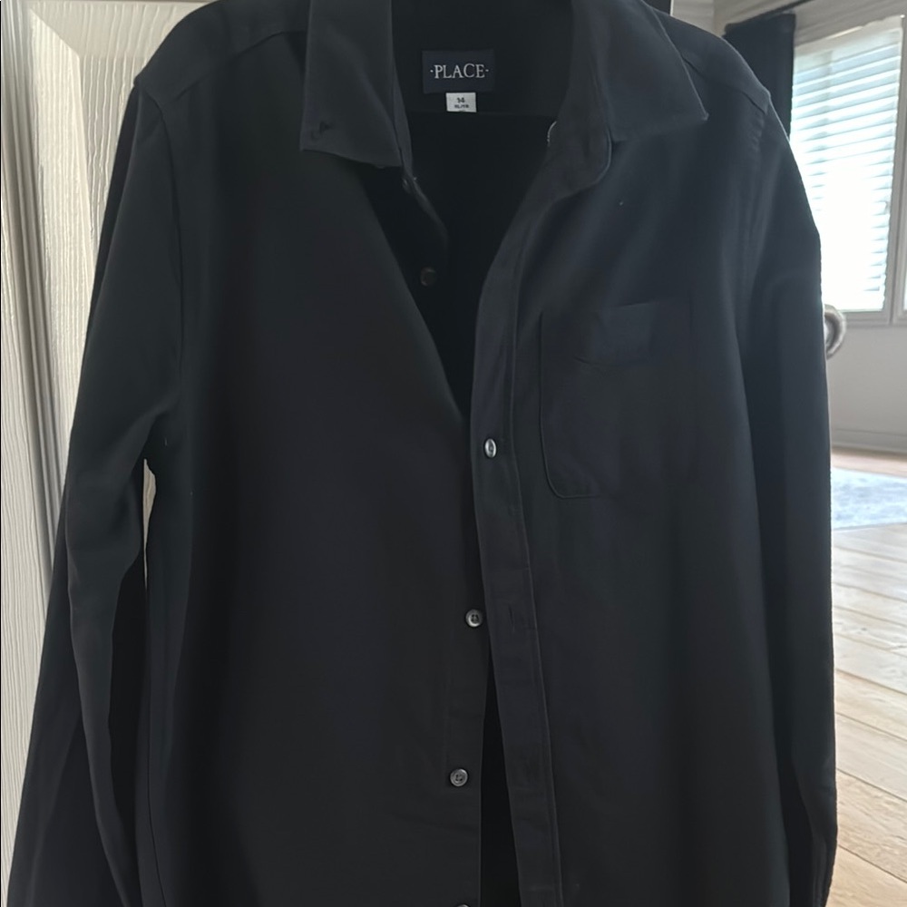 Boys Black Button-Up Shirt